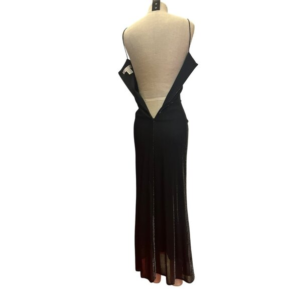 Vintage De Laru Black Evening Gown By Sheila Yen Size Long Full Prom Homecoming - Picture 10 of 11